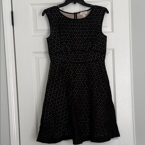 LOFT Black Eyelet Sleeveless Fit & Flare Mini Dress size 0